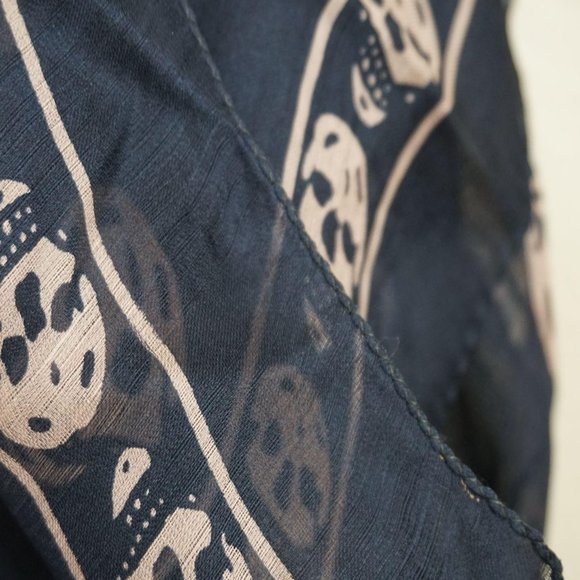 Alexander McQueen Navy Silk Classic Skull Scarf - Picture 3 of 5